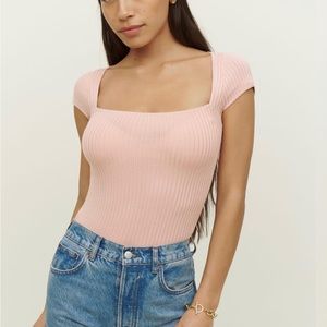Reformation Bardot Top in Blush